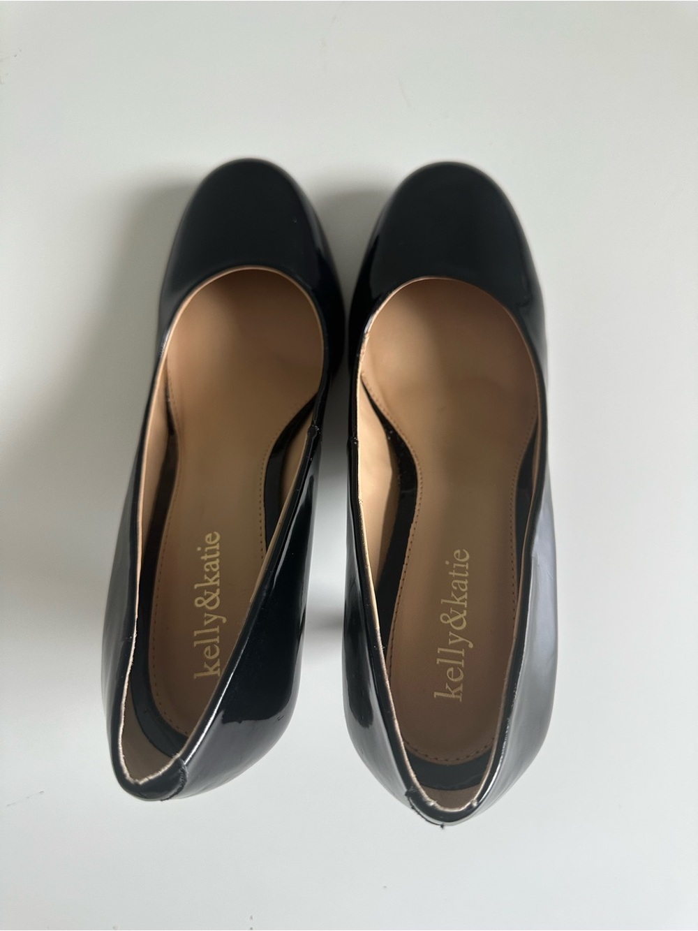 Kelly & Katie Black Patent Round Toe Stiletto Pumps | Classic Work Heels - Picture 7 of 16